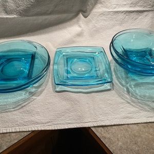 Turquoise salad plates and bowls